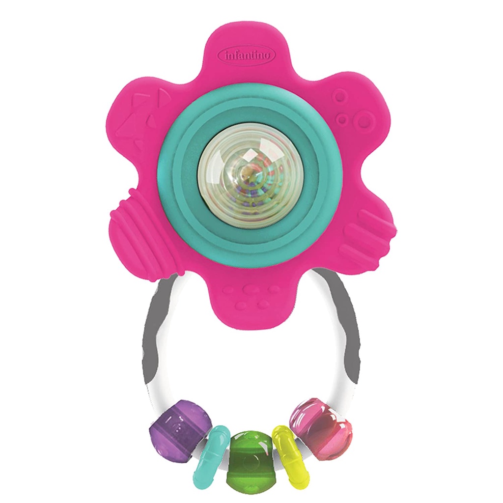 Gặm nướu hình bông hoa có chuỗi hạt vận động cho bé Infantino Shake & teethe gummy flower rattle