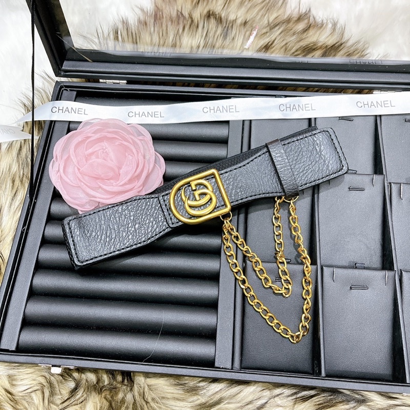 Đai váy bản da 3,5cm sang chảnh có dây xích