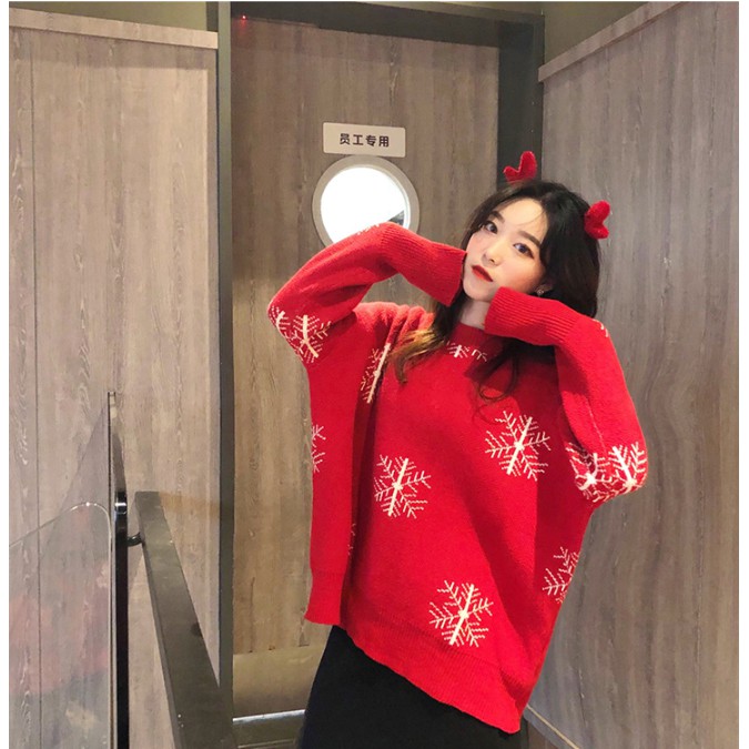 Áo len họa tiết Noel (bông tuyết/tuần lộc)