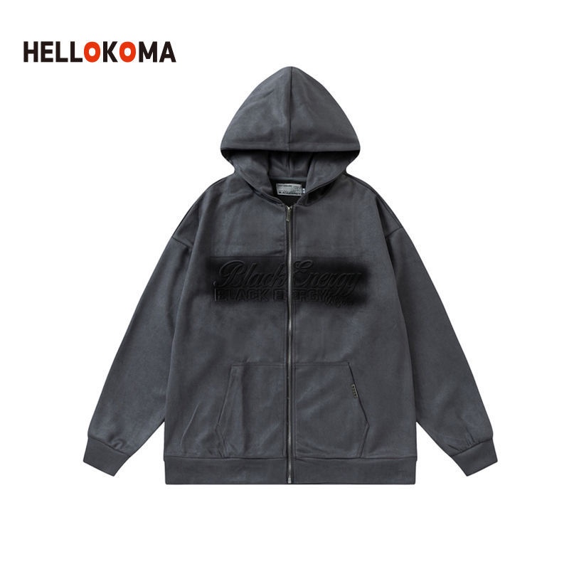 Áo Khoác Cardigan Da Lộn Dáng Rộng In Hình Hello Kitty Phong Cách Âu Mỹ Cho Nam Và Nữ