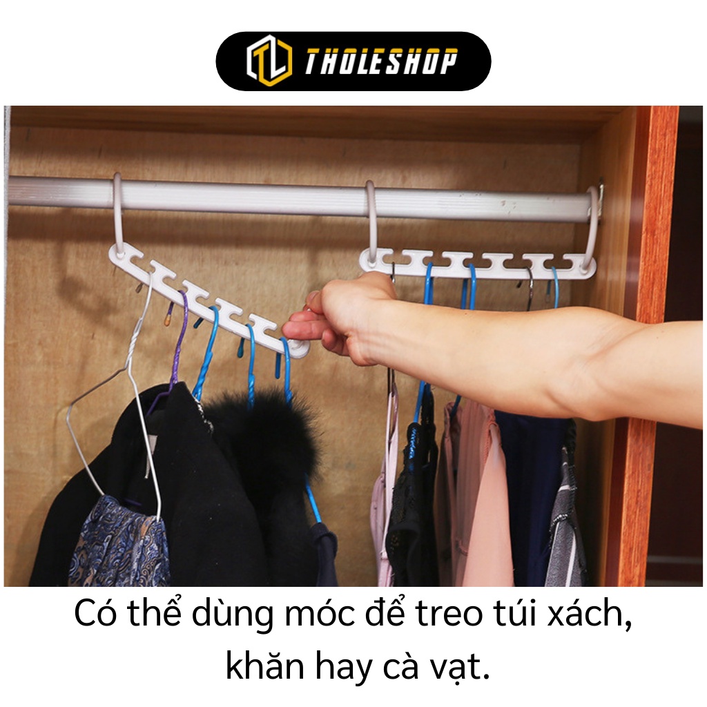 Móc Quần Áo - Hộp 8 Móc Treo 5 Lỗ Thông Minh Có Thể Xoay Ngang, Dọc Tiết Kiệm Không Gian 3335