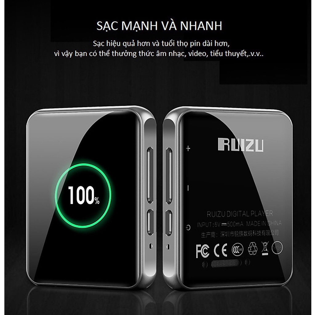 Máy nghe nhạc MP3 Bluetooth cao cấp Ruizu M9 - Hifi Music Player Ruizu M9 - Màn hình cảm ứng 1.8inch