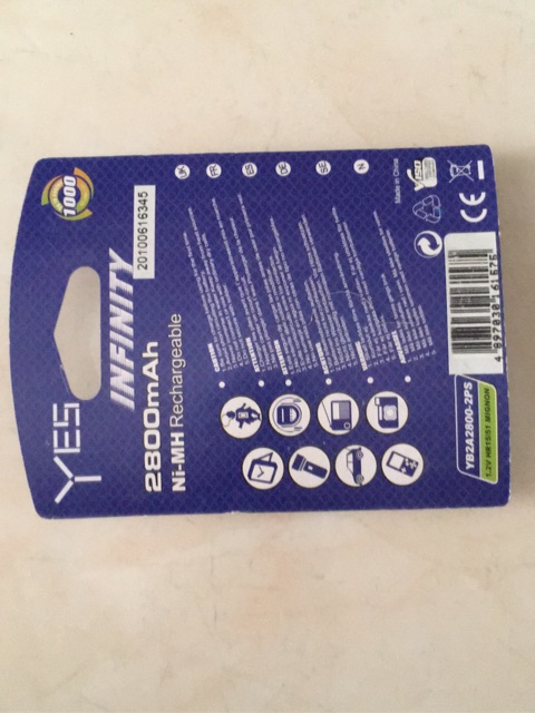 Pin sạc YES INFINITY AA/1.2V/2800mAh/1 vĩ 2Viên