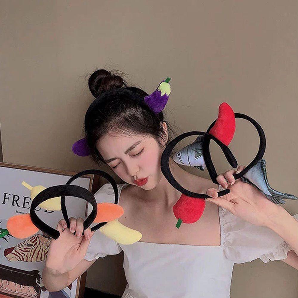 Băng Đô Cài Tóc Rửa Mặt / Rửa Mặt / Cây Cà Tím Chống Trượt Hình Rau Củ Quả Vui Nhộn