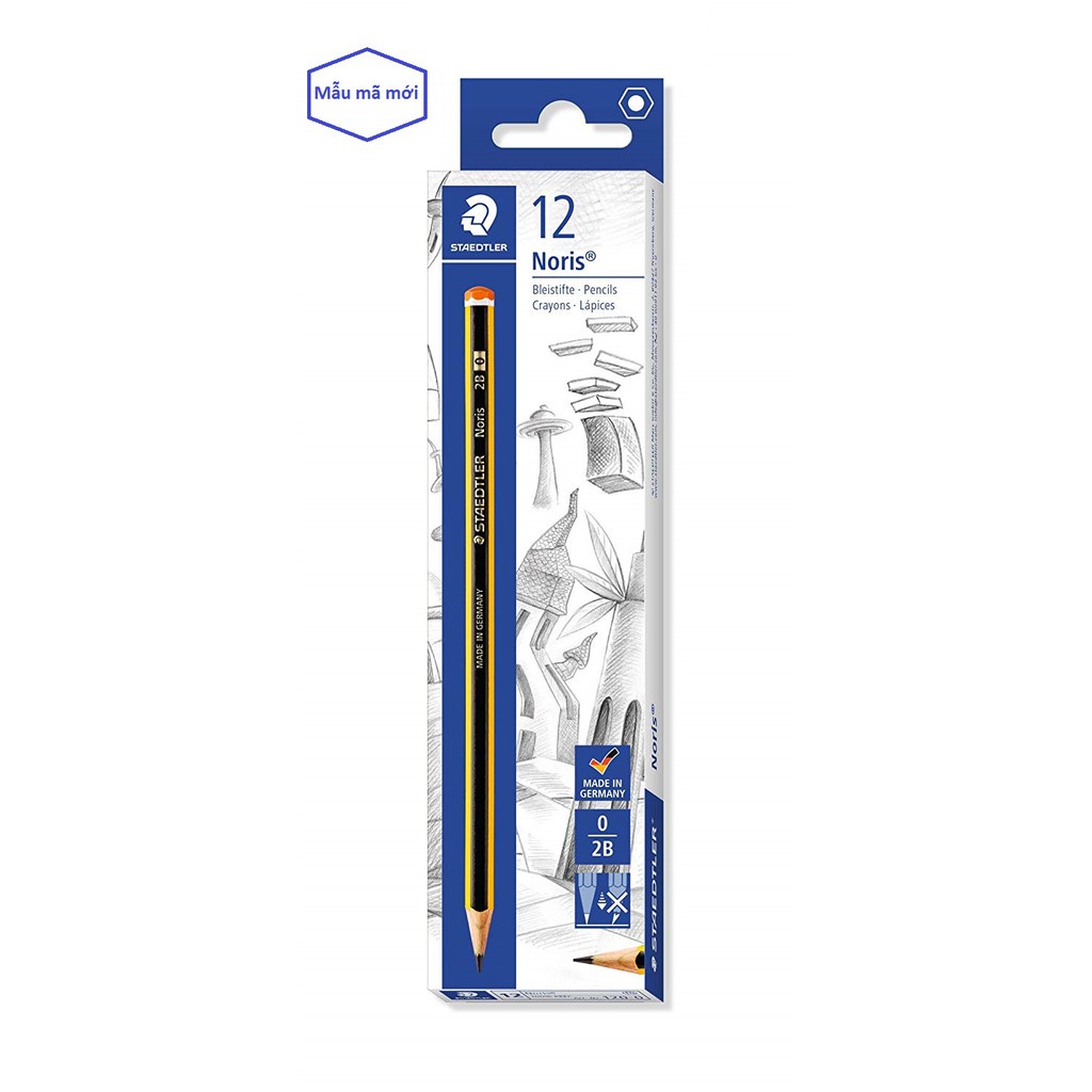 Bút chì đức staedtler 2B, HB hộp 12 cây đen vàng,gỗ mịn, got không gãy, chì Đức Noris 120, viết chì HB,2B- Loki store
