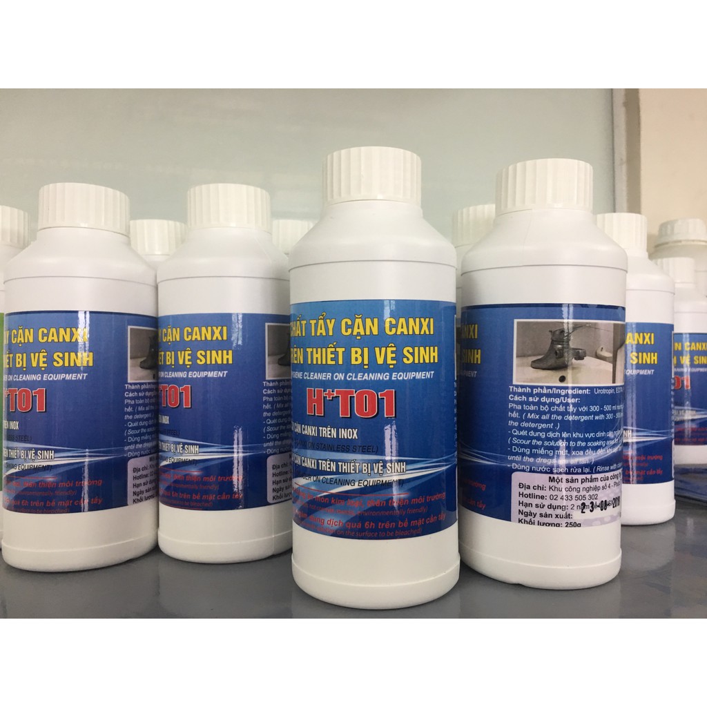 SIÊU TẨY: chất tẩy ố mốc cặn canxi trên inox thiết bị inox HT01 250 gam dạng bột, tẩy cặn nước trên inox ht01