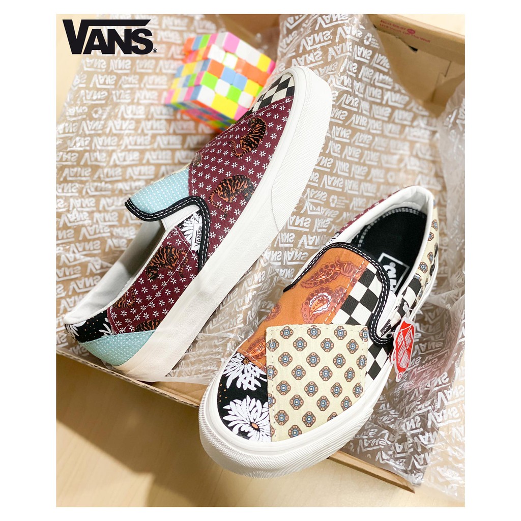 Giày Sneaker [REAL] Vans-Slipon-Patchwork