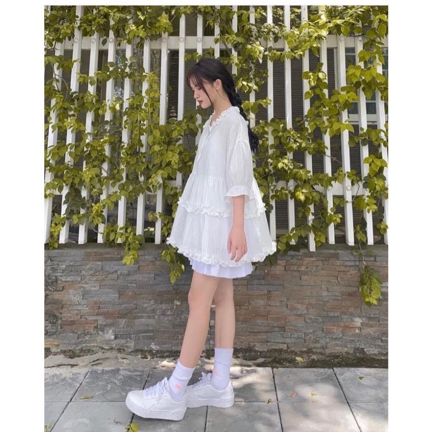 Set 2 món áo babydoll tầng tay bồng tiểu thư xinh xắn/ Set áo 2 dây mặc trong kèm áo babydoll mặc ngoài_xuongmaythuhien | BigBuy360 - bigbuy360.vn