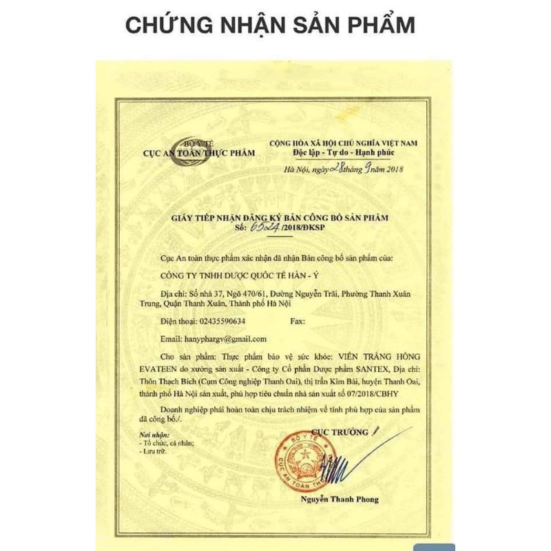 EVATEEN Viên trắng hồng Evateen giảm nám xạm da lọ 30 viên