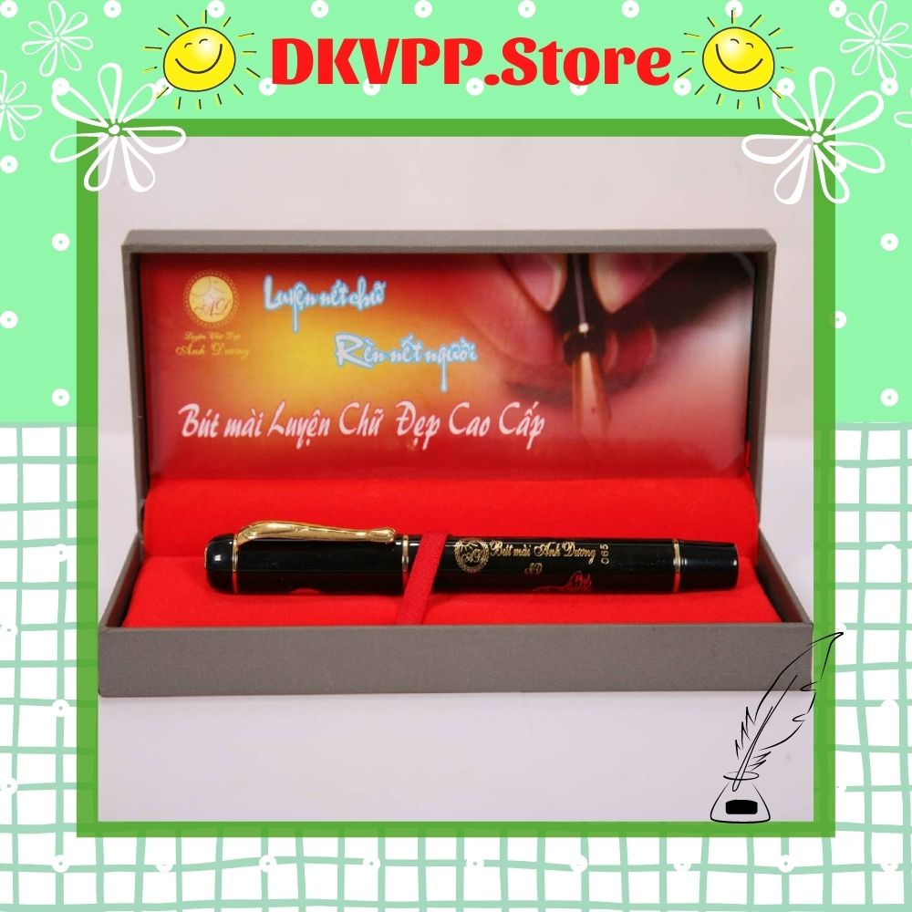 Bút máy/Bút mài Ánh Dương AD065 - DKVPP.Store ngòi 2 màu siêu bền, Bút máy cao cấp viết chữ đẹp nét thanh đậm (Màu đen)
