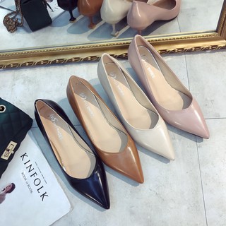 Giày cao gót/Giày công sở/Giày nữ, đế vừa, mũi nhọn, màu đen, gót nhỏ, kiểu dáng đơn giản, dễ kết hợp