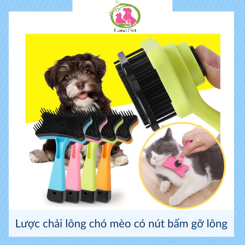 Lược chải lồng cho thú cưng, lược lấy lông cho chó mèo có nút bấm tiện lợi giá rẻ