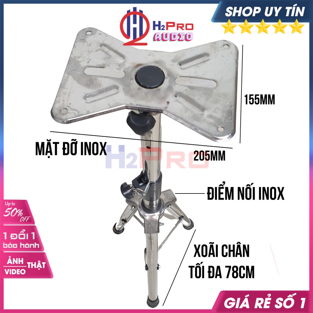 Bộ 2 Chân Loa Đứng Inox, Chân Loa Sân Khấu H2Pro Cao Cấp, Cao 80-160Cm, Thân Inbox Chắc Chắn, Chịu Tải 50Kg-H2Pro Audio
