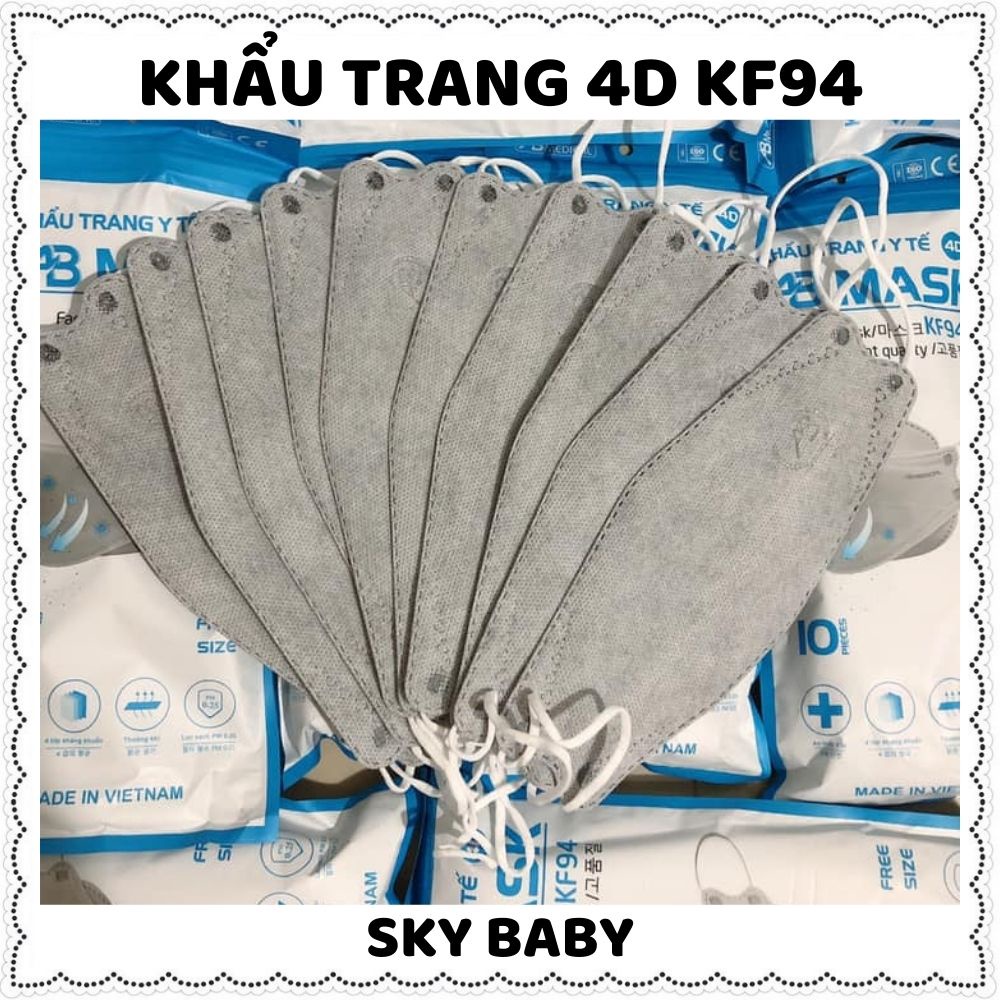 Khẩu trang 4D KF94 4 lớp tiêu chuẩn Hàn Quốc chống bụi mịn kháng khuẩn hàng cao cấp