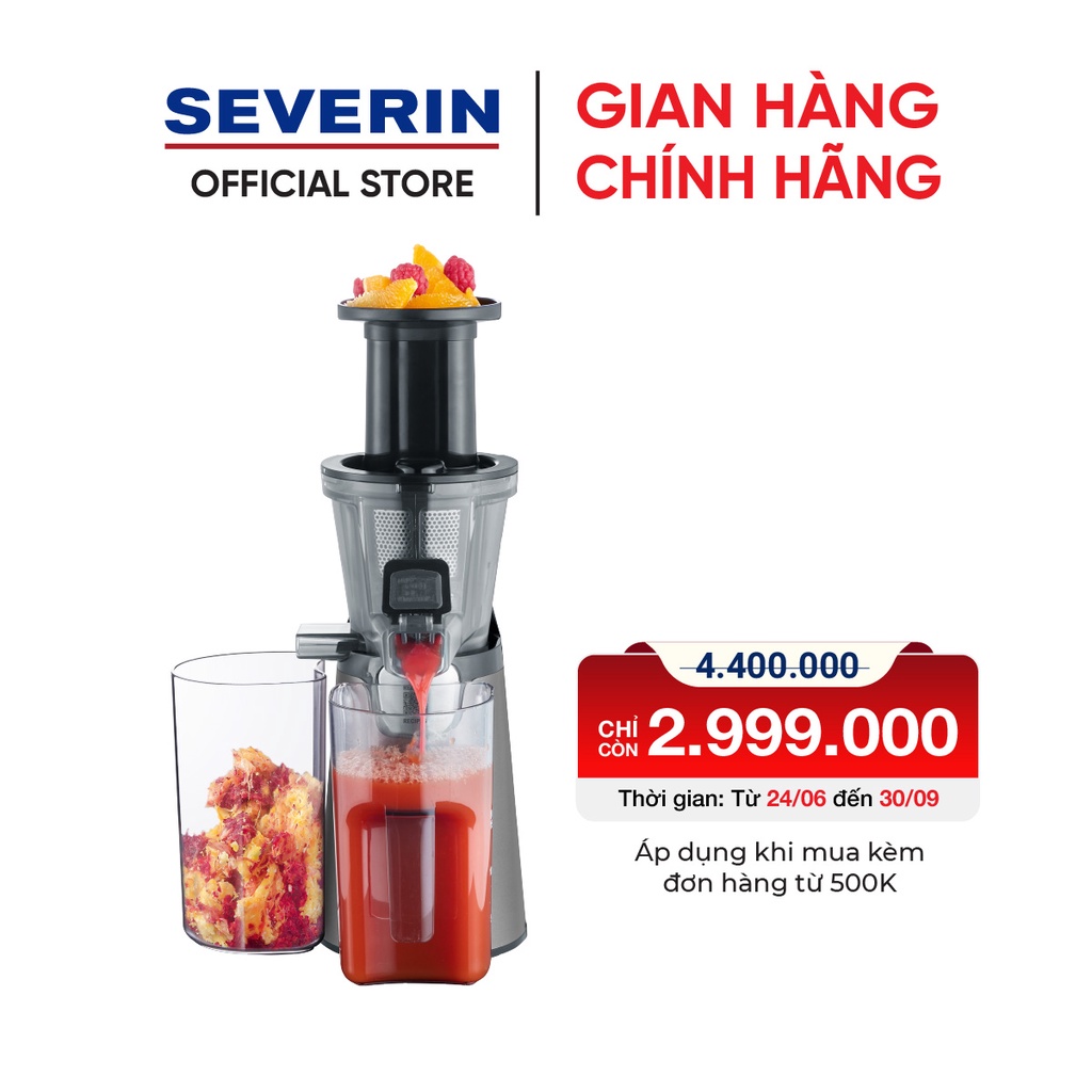 Máy ép chậm Severin ES3571, hàng chính hãng Đức 100%, Công nghệ ép chậm tiên tiến với 3 lõi lọc, Bảo hành 24 tháng