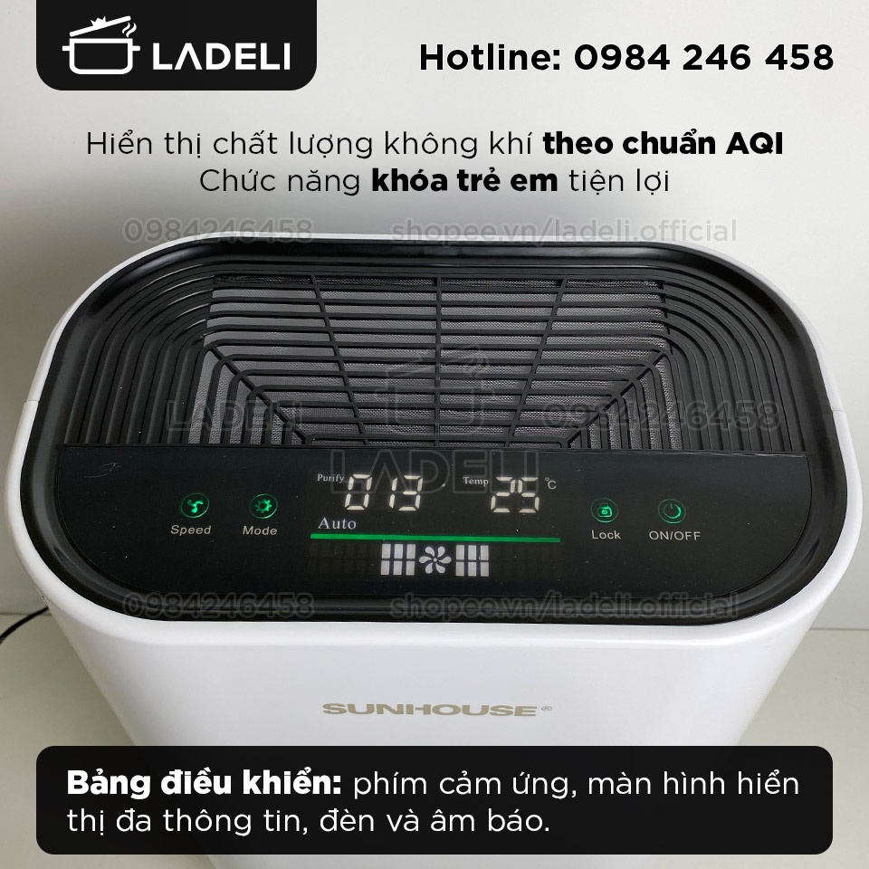 [Mã ELHA22 giảm 6% đơn 300K] Máy lọc không khí SUNHOUSE SHD-20AP9718 cho phòng 25m2