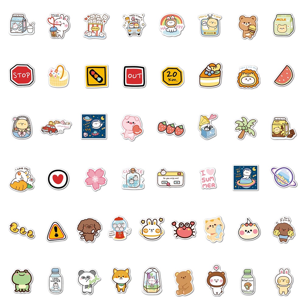 Set 50 Miếng Dán Hình Động Vật Dễ Thương Dùng Để Trang Trí