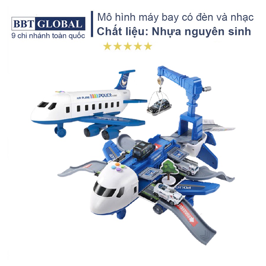 Đồ chơi mô hình máy bay cảnh sát cỡ lớn BBT GLOBAL có đèn và nhạc cỡ lớn