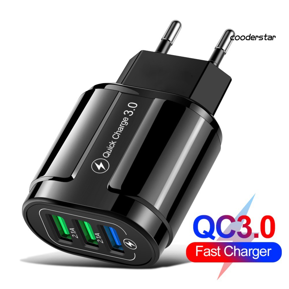 ★COOD★Portable Travel QC3.0 3A Fast Charging Phone Adapter 3 USB Ports Wall Charger