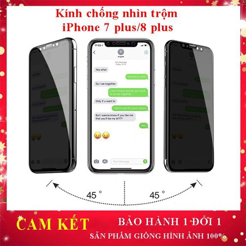FREE SHIPKính chống nhìn trộm Iphone 7 plus và 8 plus, cường lực chống nhìn trộm Iphone 7plus,8plus