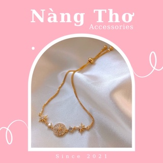 Vòng tay nữ, lắc tay mặt đá tròn hình sao dây rút Nàng Thơ Accessories