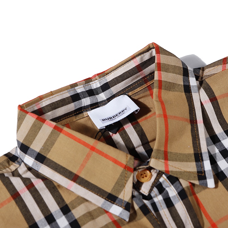 ❤❀  ❤ Burberr--------Áo Sơ Mi Cotton Tay Ngắn Kẻ Sọc Phong Cách Vintage Dành Cho Cặp Đôi