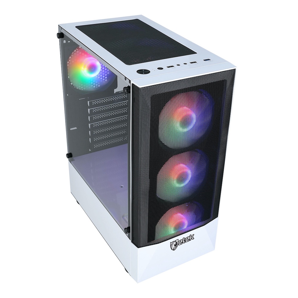 Vỏ case JETEK R3 WHITE (TẶNG KÈM 3 FAN RGB)