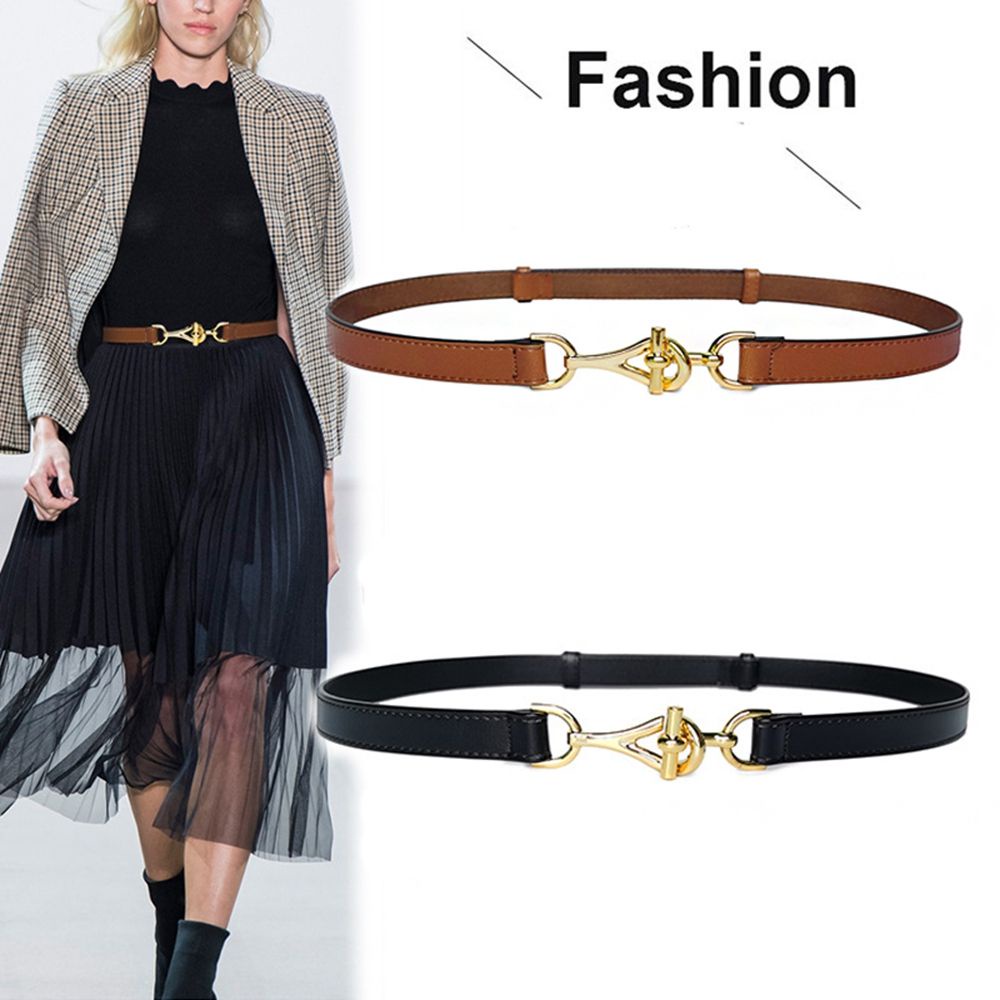 Thắt lưng da PU khóa kim loại kiểu cổ điển phong cách Hàn Quốc cho nữ