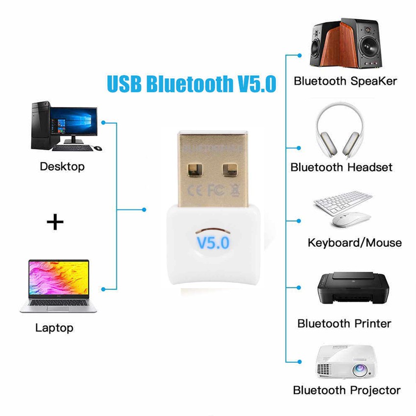 USB Bluetooth 5.0 Dongle dùng cho PC và Laptop phát ra bluetooth kết nối với loa bluetooth và truyền data | WebRaoVat - webraovat.net.vn