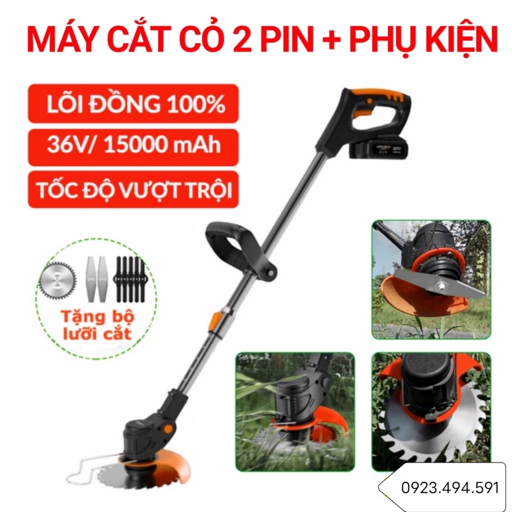 Máy cắt cỏ LAPUSEN- Máy 2 pin khủng 15 cell, Hàng nhập khẩu cao cấp, Bảo hành 12 tháng.