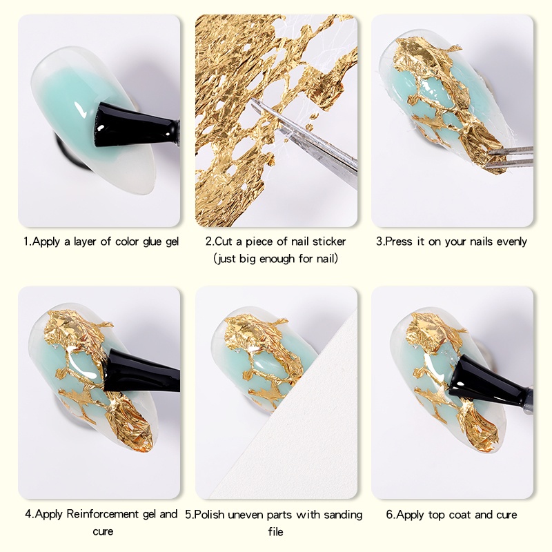[Hàng mới về] Miếng dán trang trí móng tay 3D diy màu vàng/ bạc sang trọng