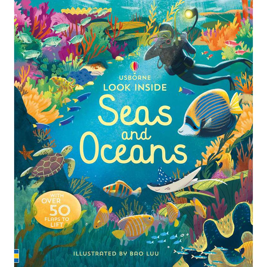 Sách lật mở khám phá Look Inside Seas and Oceans Usborne cho bé tìm hiểu biển và đại dương