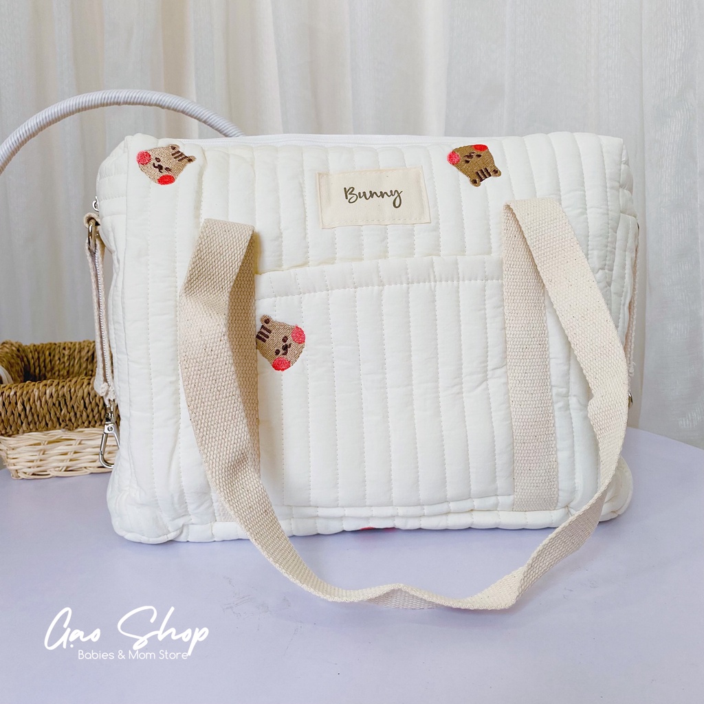Túi bỉm sữa hoạ tiết style Hàn Quốc cỡ lớn hãng Bunny