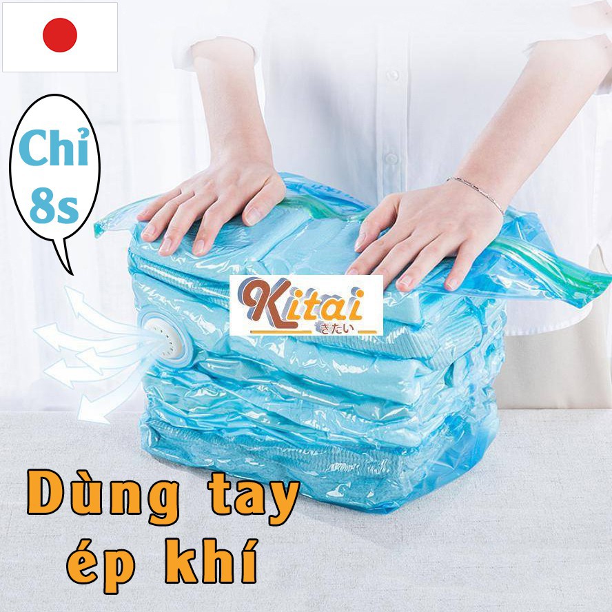 Túi chân không Kitai KT033 đựng quần áo, chăn màn, mền gối của Nhật Bản cỡ lớn kích thước 80x100cm