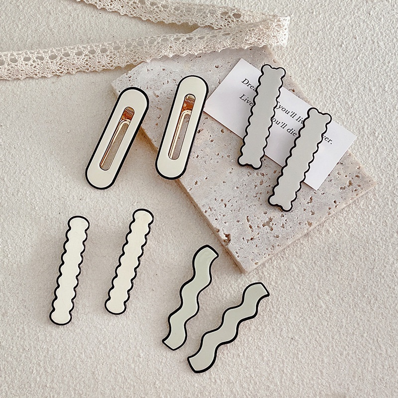 Set 2/4/6 Kẹp Tóc Nữ Màu Trắng Đen Thời Trang Hàn Quốc
