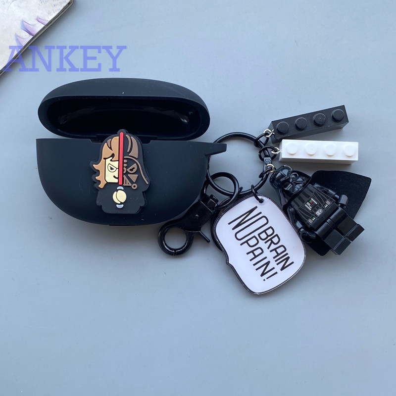 Oppo Enco Air / Air 2 / Free 2 2i / X Earphone Silicone Case Star Wars Black Earbuds Waterproof Shockproof Case Soft Protective Case Headphone Cover Headset Skin with Hook