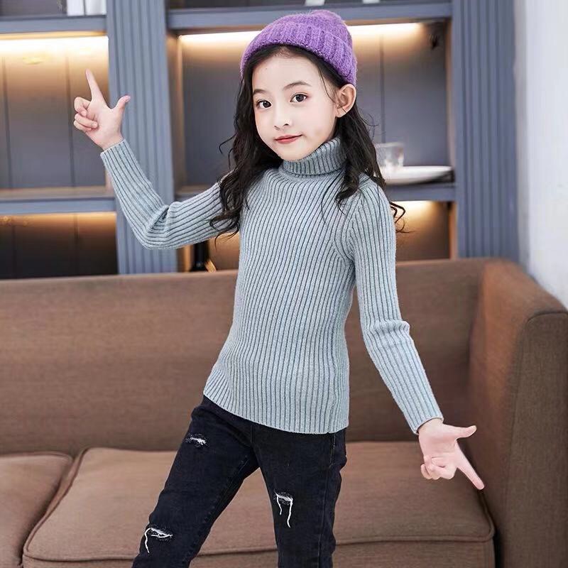 Áo len cổ lọ Hàn Quốc cho bé trai và bé gái 2-8 tuổi, Áo len tăm cao cổ trẻ em mềm mượt
