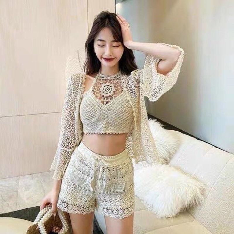 29-Bộ đồ bơi bikini⚡️Set ren đi biển 3 món sang chảnh(Có bán lẻ)