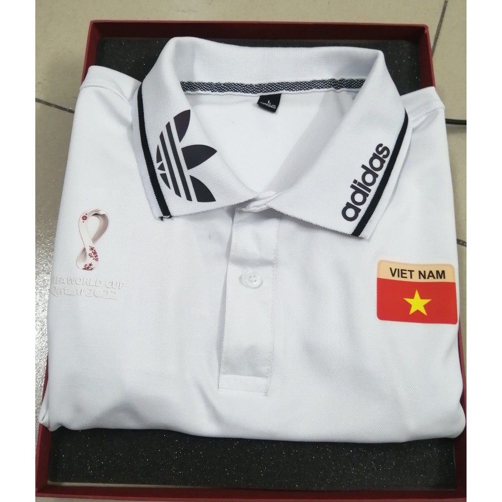 Áo thun thể thao có cổ phiên bản có logo cờ Tổ quốc