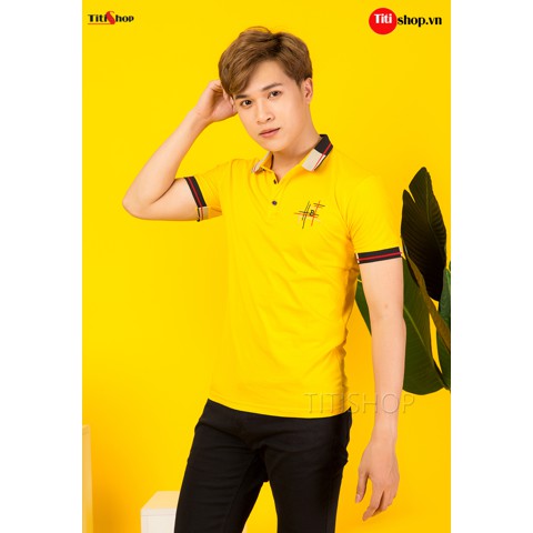 Áo Thun Cổ bẻ Titishop AT492 Vàng