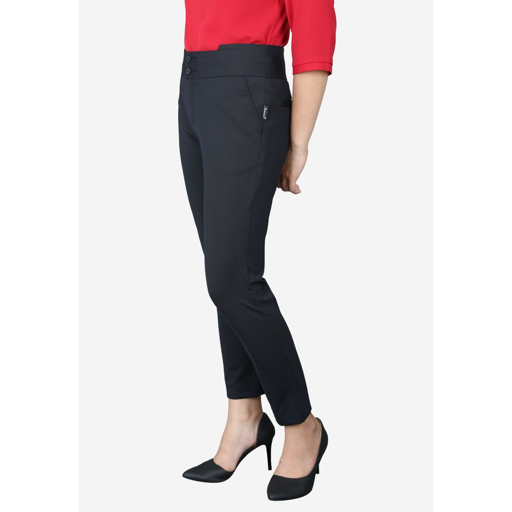 Quần ống côn u mì chấm tím than túi chéo cạp hở 2 khuy The One Fashion QL2291CHTT