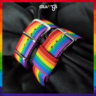 Vòng tay LGBT cầu vồng vải canvas, dây đồng hồ