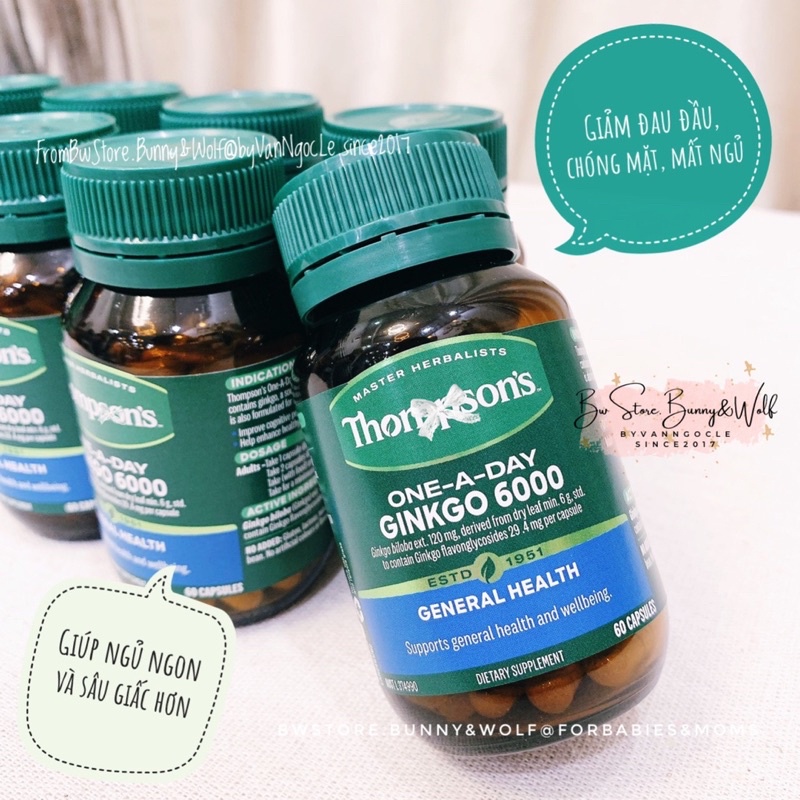 Viên Uống Bổ Não Thompson's Ginkgo 6000mg Úc Lọ 60 viên (mẫu mới)