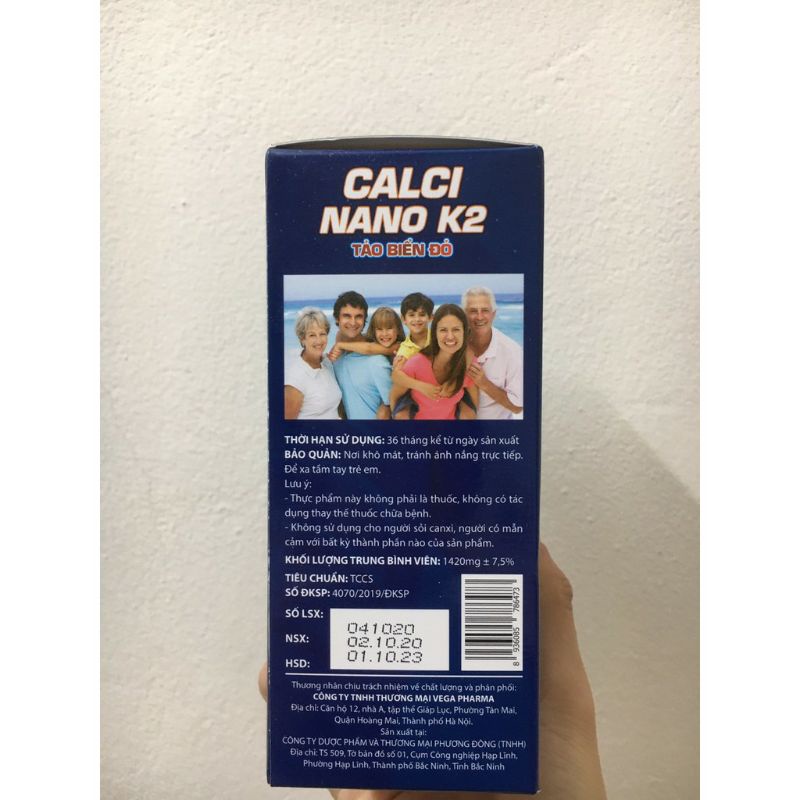 Viên uống CALCI NANO K2 TẢO BIỂN ĐỎ - Bổ sung vitamin D3 K2 MK7 cho cơ thể phòng ngừa loãng xương