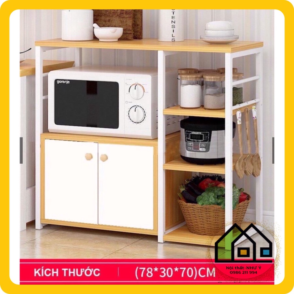 Kệ Bếp Đa Năng, Kệ lò vi sóng khung sắt ván gỗ chất lượng cao
