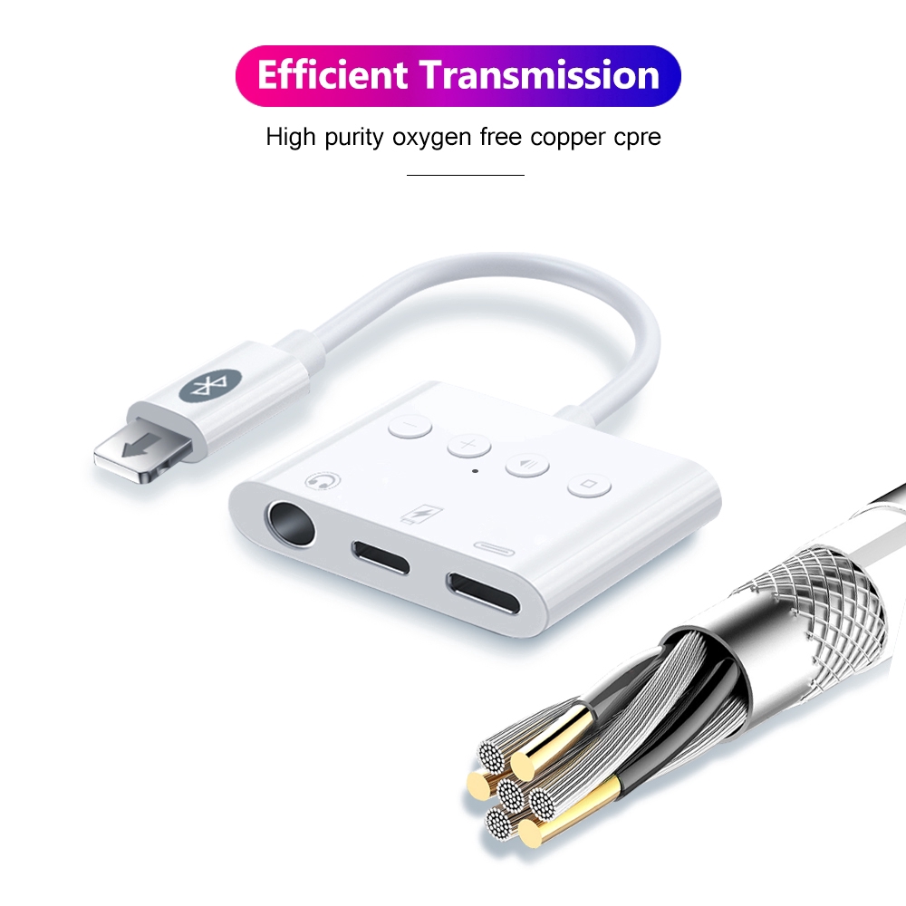 Bộ chuyển đổi sạc nhanh 3 trong 1 PD Lightning sang cổng âm thanh giắc 3.5mm + Type-C cho iPhone iPad