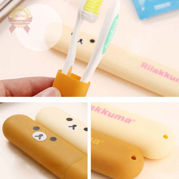 Combo 4 hộp bàn chải đánh răng để balo du lịch hình gấu rikurima
