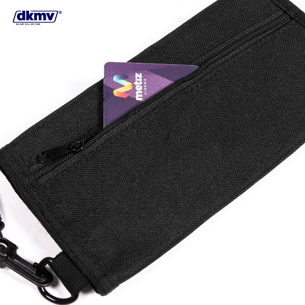 Ví dài unisex canvas màu đen nhiều ngăn DKMV - Label Wallet | K-V32-1