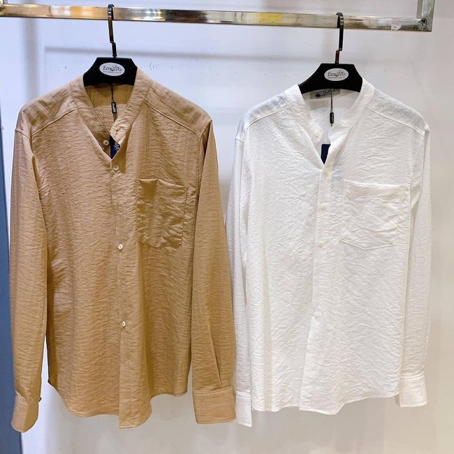 Áo sơ mi nam Emspo, cổ tàu, cài cúc, túi ngực SML2565