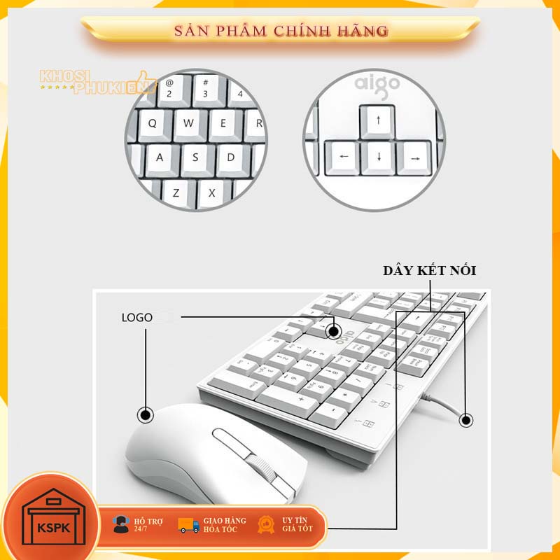 Combo bàn phím và chuột có dây văn phòng, học online bền bỉ kiểu dáng hiện đại